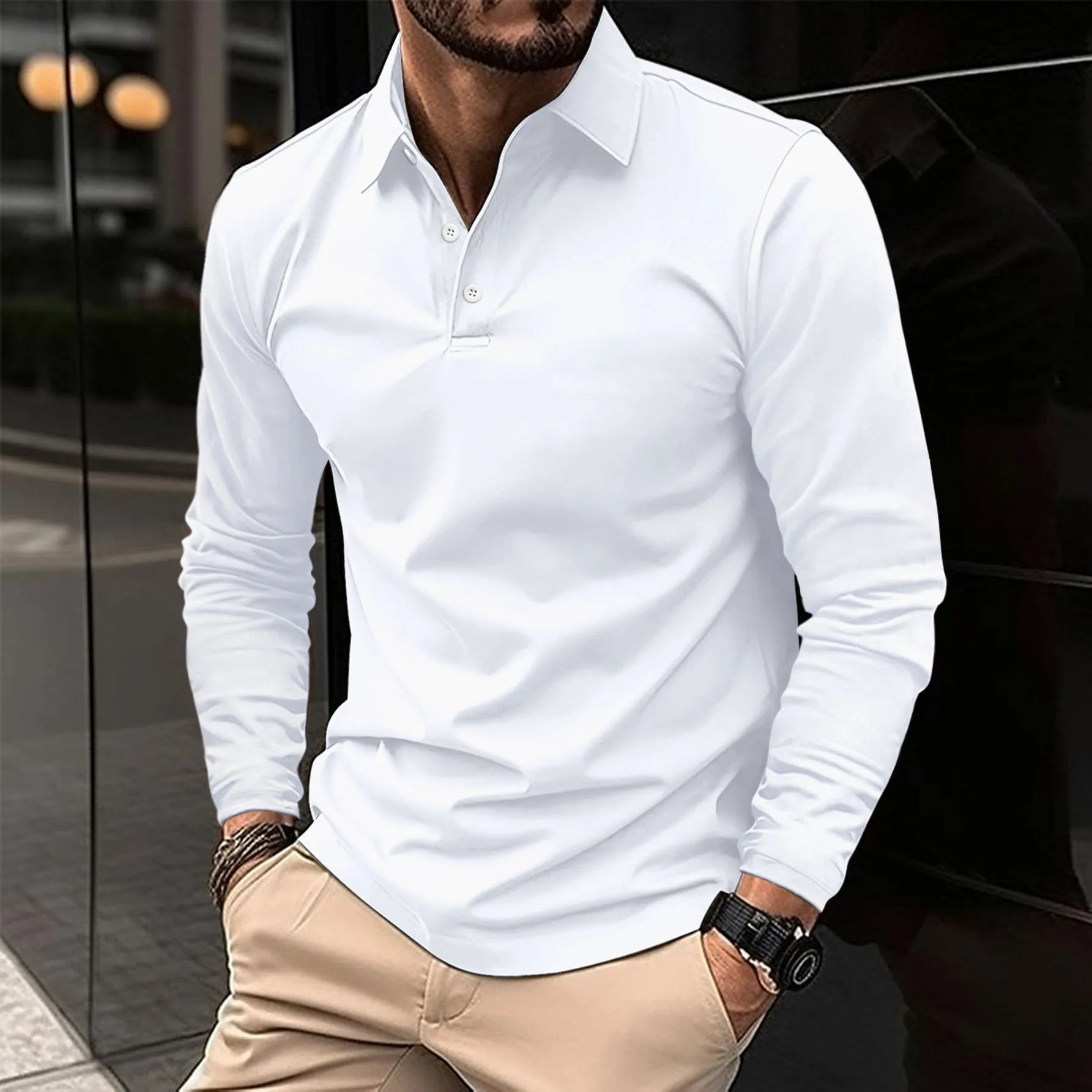 Long Sleeve Polo with Classic Collar