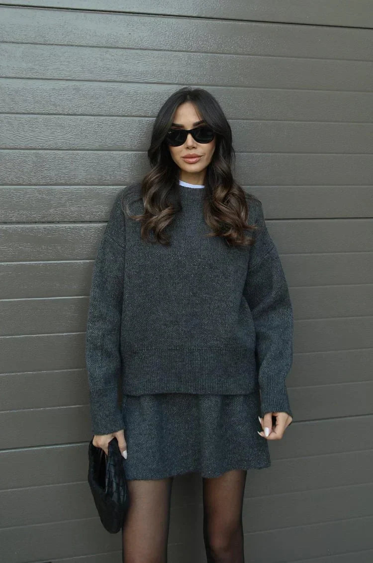 Elegant Sweater & Skirt Co-Ord Set - Two-Piece Knit Set