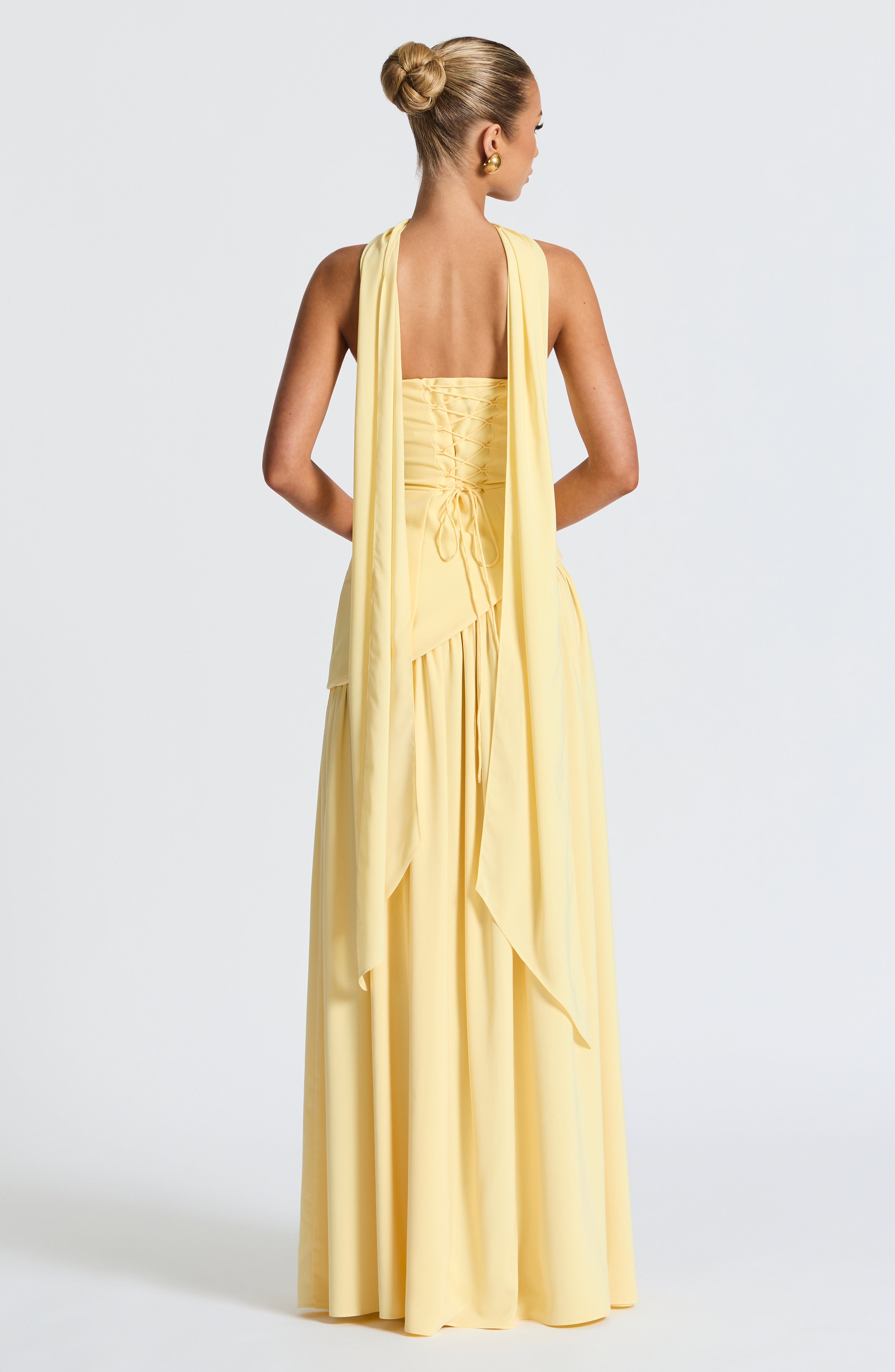 Strapless Maxi Dress with High Slit & Asymmetric Waist