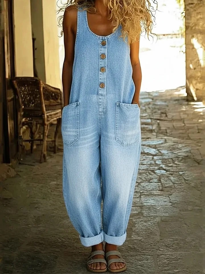 VIP Saylor - Vintage Washed Cotton Denim Overalls