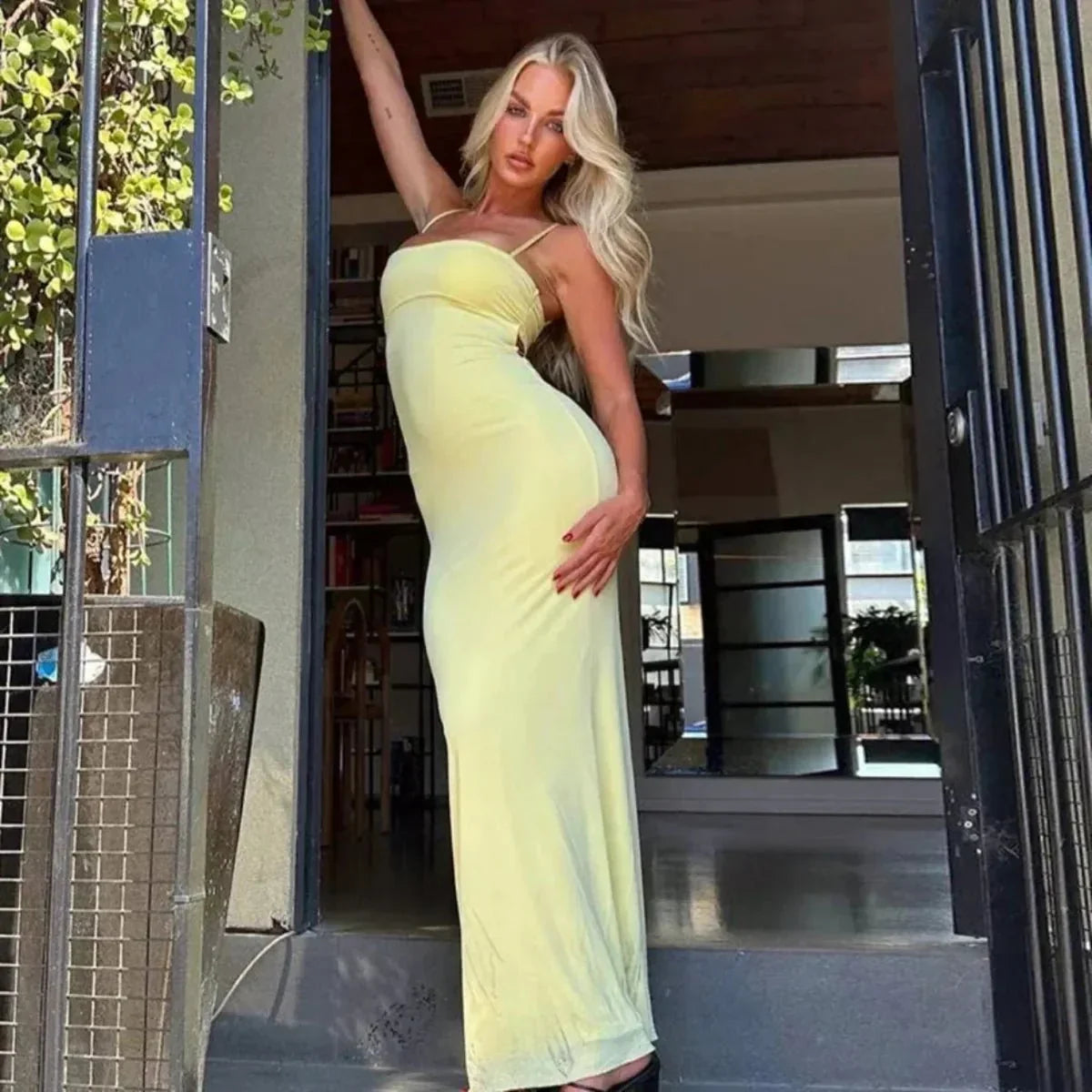 Backless Bodycon Maxi Dress For Evening Events